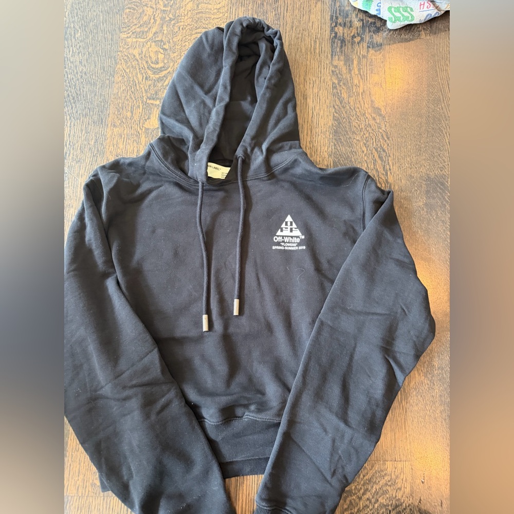 Off-White Black Pullover Hoodie with White Chest Logo